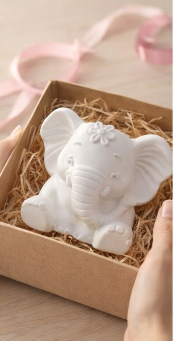 Deko Elefant Blumentopf & Stiftehalter Weiß – aus Gießkeramik (Gips)