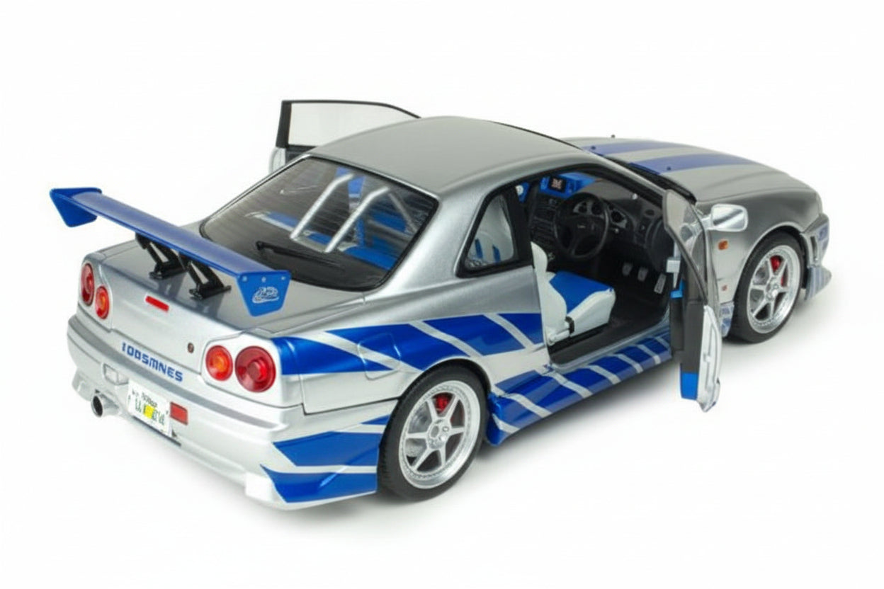 NISSAN - BRIAN'S SKYLINE GT-R (BNR34) COUPE 1999 - PAUL WALKER - FAST & FURIOUS - SILVER BLUE
