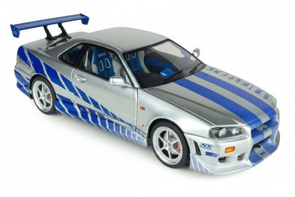 NISSAN - BRIAN'S SKYLINE GT-R (BNR34) COUPE 1999 - PAUL WALKER - FAST & FURIOUS - SILVER BLUE